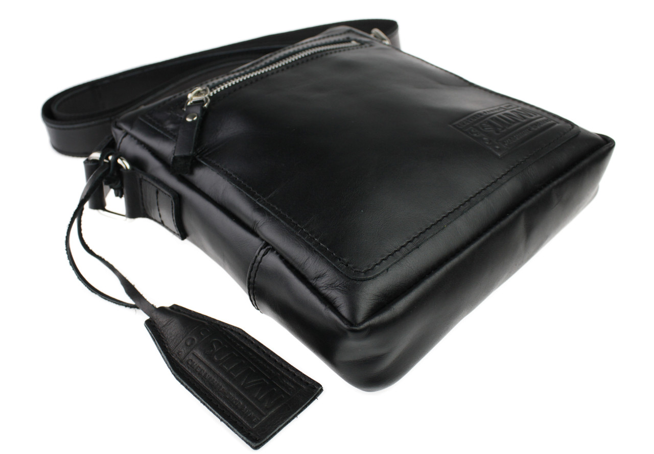 Сумка чоловіча шкіряна на плече smvp37(28) чорна гладка шкіра - Зображення 4