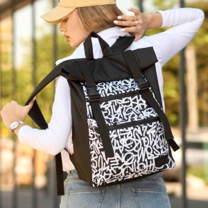 Рюкзак SamBag жіночий  RollTop з принтом Graphity