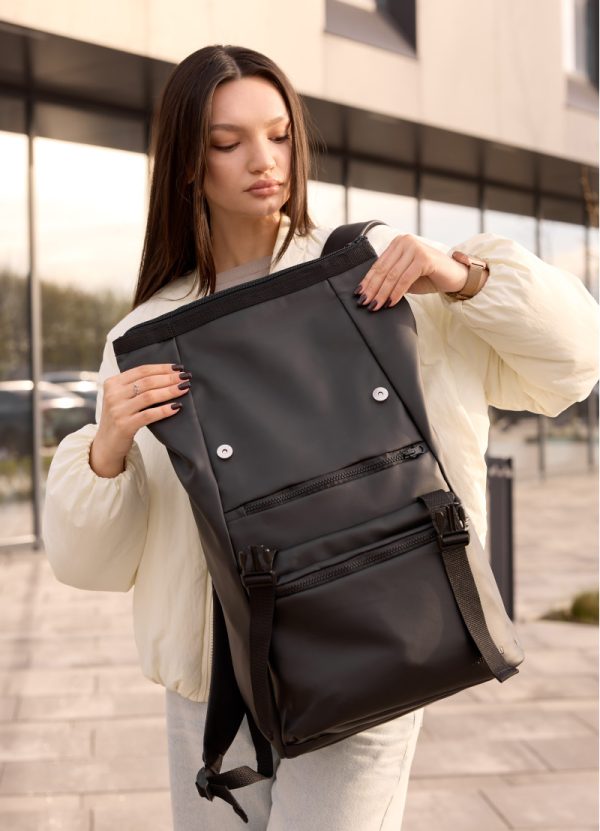 Рюкзак SamBag жіночий RollTop Чорний - Зображення 5