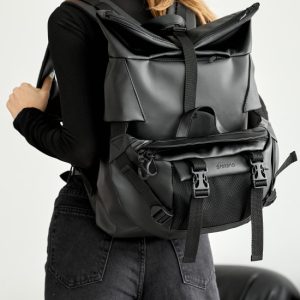 Рюкзак SamBag жіночий RollTop Double чорний