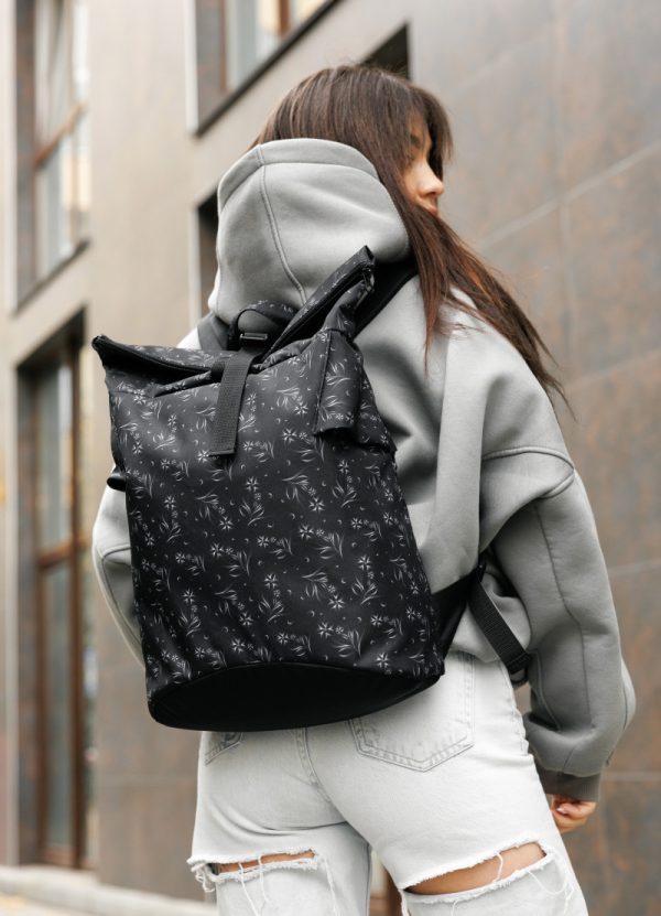 Рюкзак SamBag жіночий RollTop KZN чорний принт