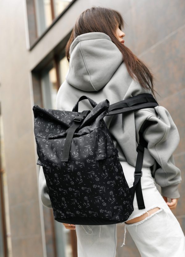 Рюкзак SamBag жіночий RollTop KZN чорний принт - Зображення 3