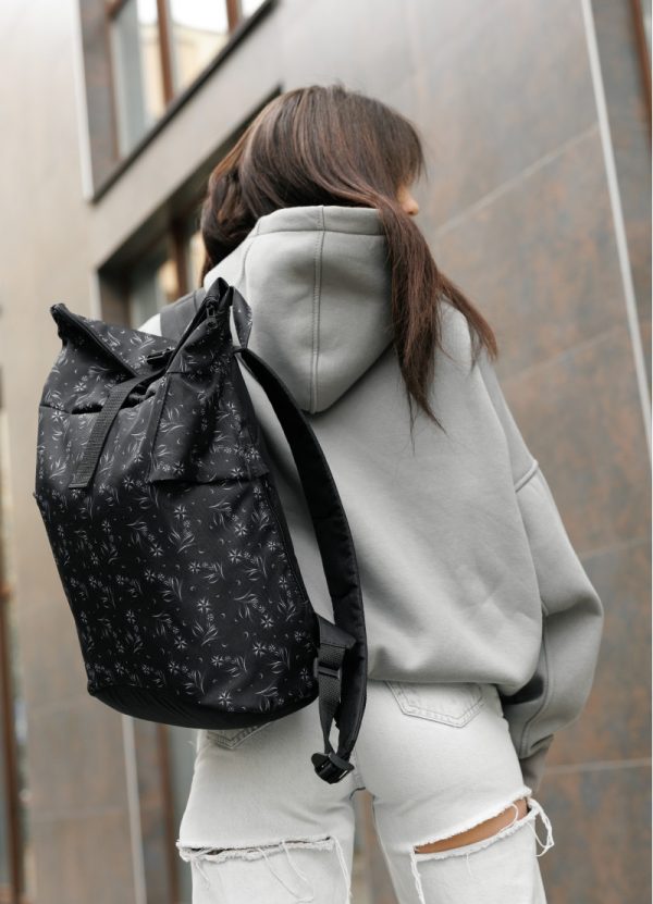 Рюкзак SamBag жіночий RollTop KZN чорний принт - Зображення 4