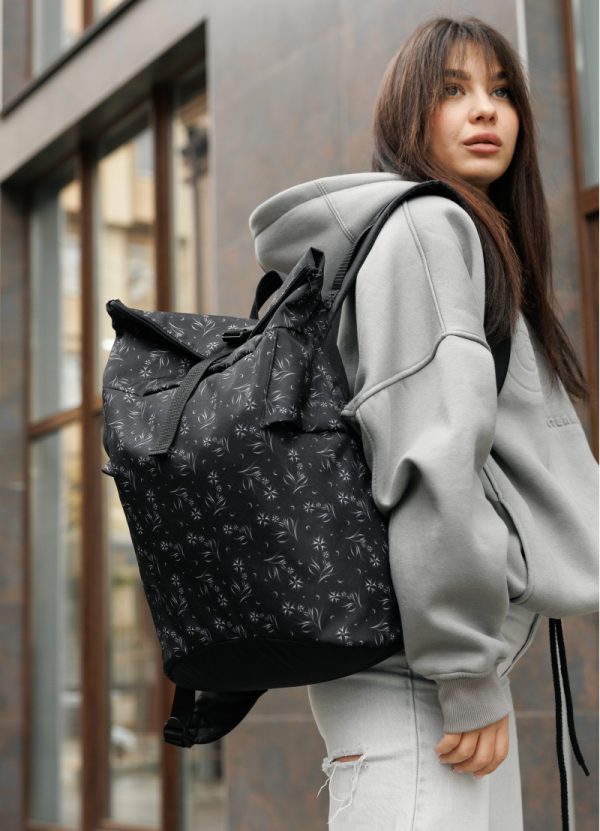 Рюкзак SamBag жіночий RollTop KZN чорний принт - Зображення 7