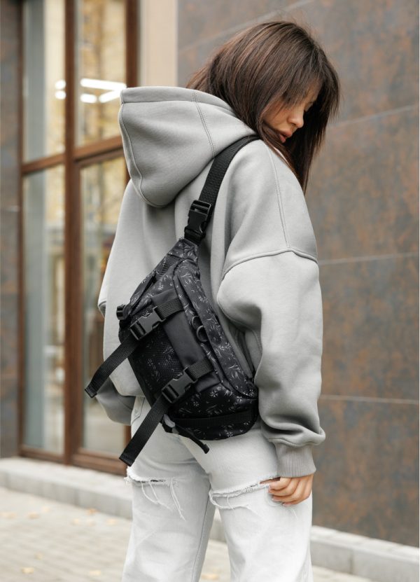 Рюкзак SamBag жіночий RollTop KZN чорний принт - Зображення 13