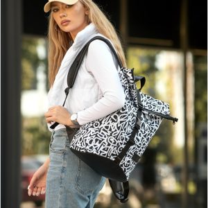 Рюкзак SamBag жіночий RollTop KZN чорний принт Graphity