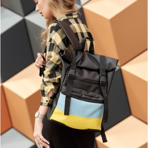 Рюкзак SamBag жіночий Sambag RollTop LTH Чорний з прапором України