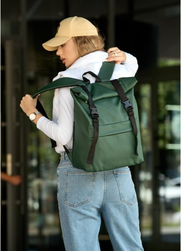 Рюкзак SamBag жіночий RollTop Milton Зелений - Зображення 2