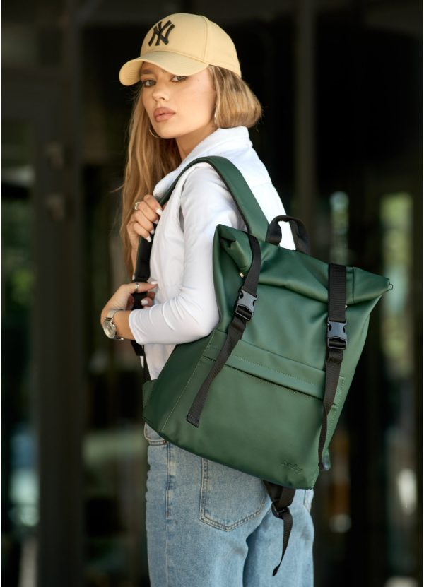 Рюкзак SamBag жіночий RollTop Milton Зелений