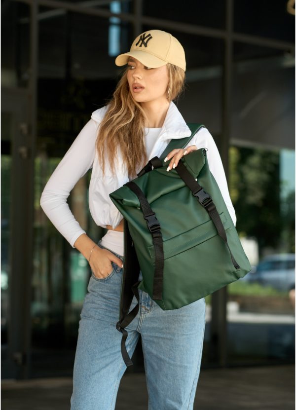Рюкзак SamBag жіночий RollTop Milton Зелений - Зображення 3