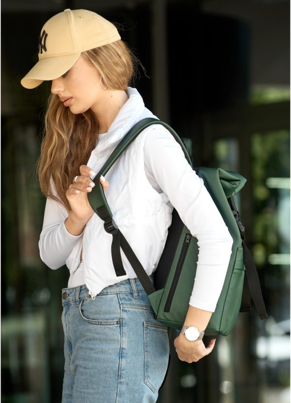 Рюкзак SamBag жіночий RollTop Milton Зелений - Зображення 4