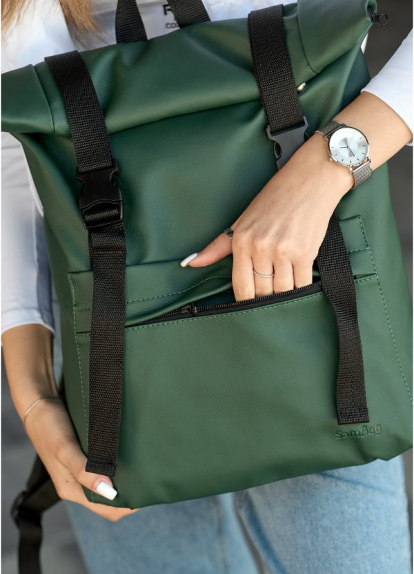 Рюкзак SamBag жіночий RollTop Milton Зелений - Зображення 5