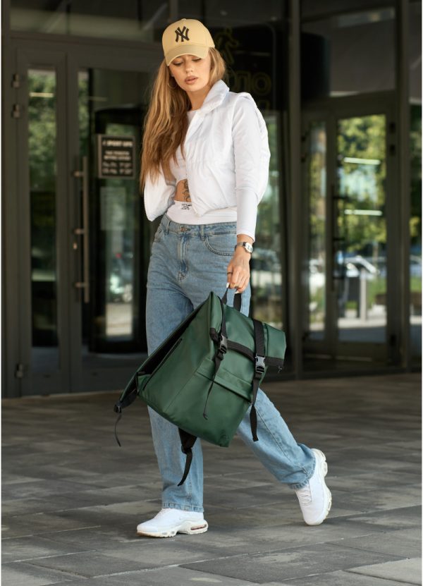 Рюкзак SamBag жіночий RollTop Milton Зелений - Зображення 7
