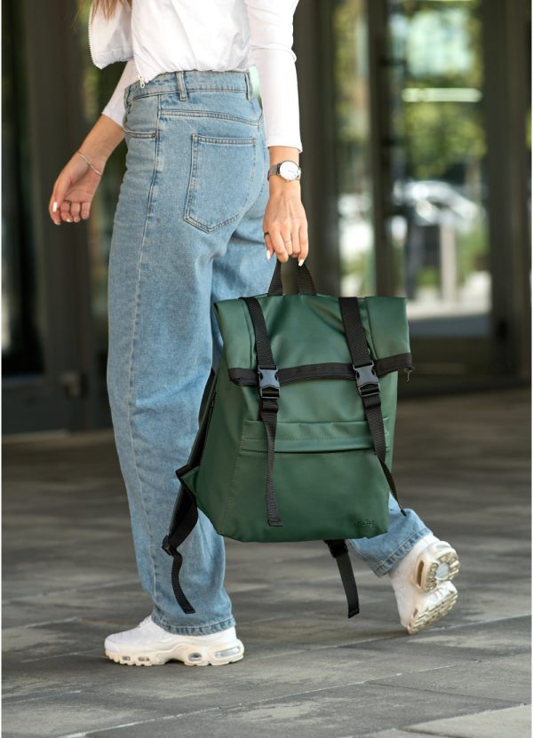 Рюкзак SamBag жіночий RollTop Milton Зелений - Зображення 8