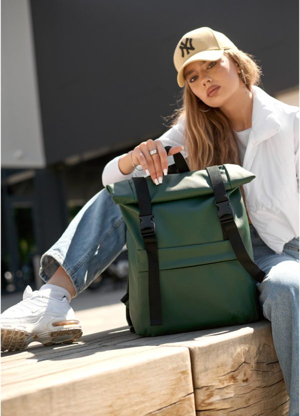 Рюкзак SamBag жіночий RollTop Milton Зелений - Зображення 10
