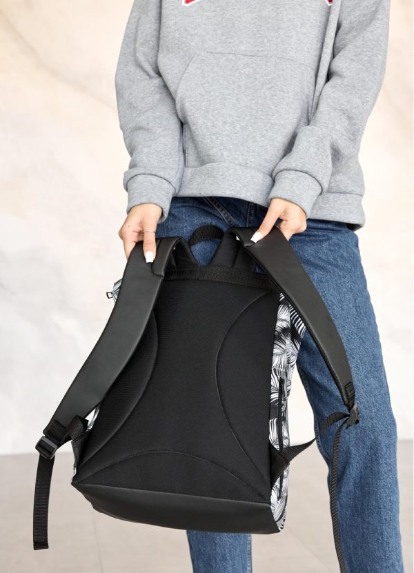 Рюкзак SamBag жіночий RollTop Milton Чорний з принтом Palm - Зображення 8