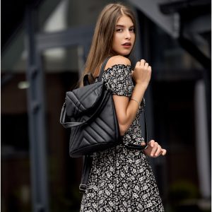 Рюкзак-сумка SamBag жіночий Loft строчений Чорний