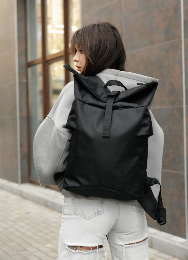 Рюкзак SamBag жіночий RollTop KZN Чорний - Зображення 3