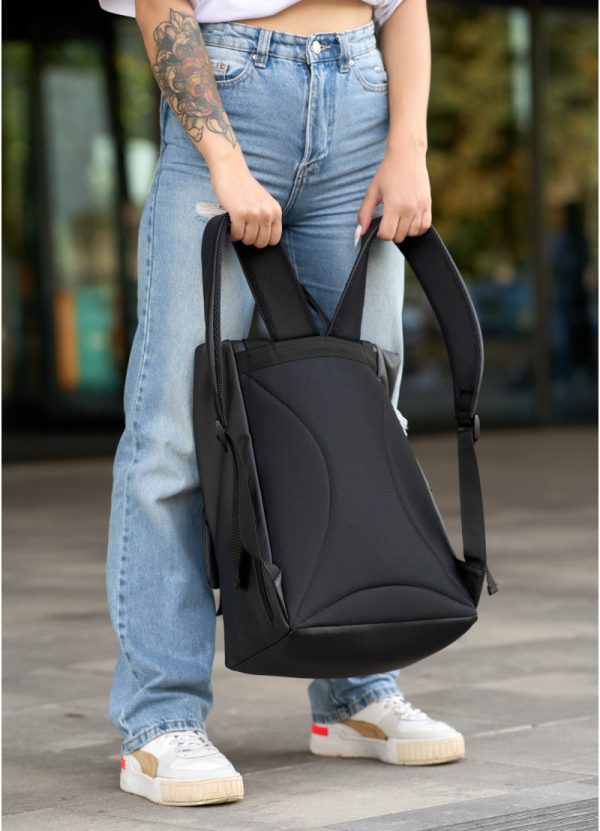 Рюкзак SamBag унісекс RollTop Milton Чорний з клапаном - Зображення 8
