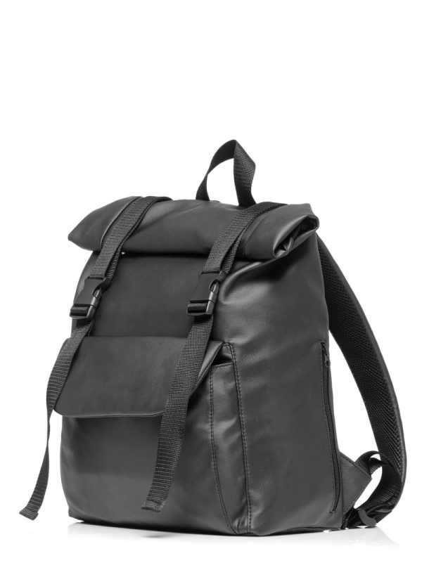 Рюкзак SamBag унісекс RollTop Milton Чорний з клапаном
