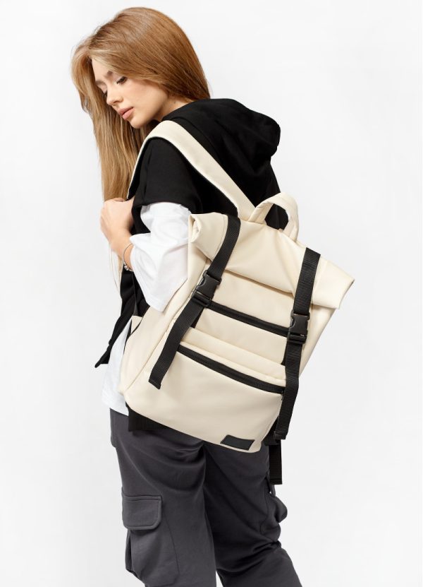 Рюкзак SamBag жіночий RollTop молочний колір - Зображення 3