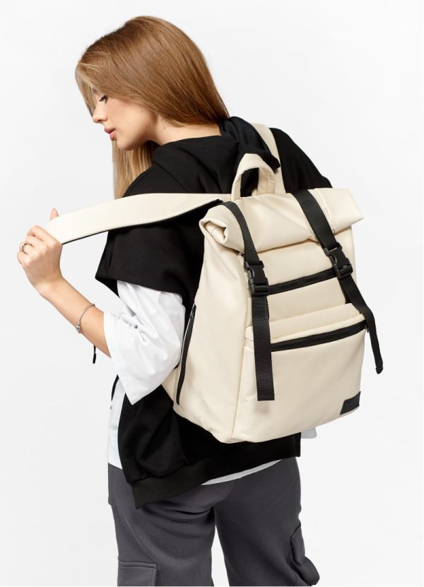 Рюкзак SamBag жіночий RollTop молочний колір - Зображення 4