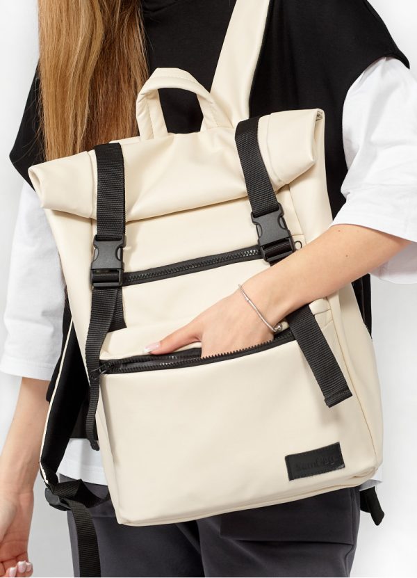 Рюкзак SamBag жіночий RollTop молочний колір - Зображення 6