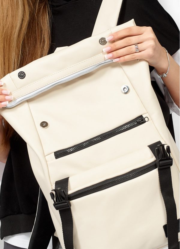 Рюкзак SamBag жіночий RollTop молочний колір - Зображення 7