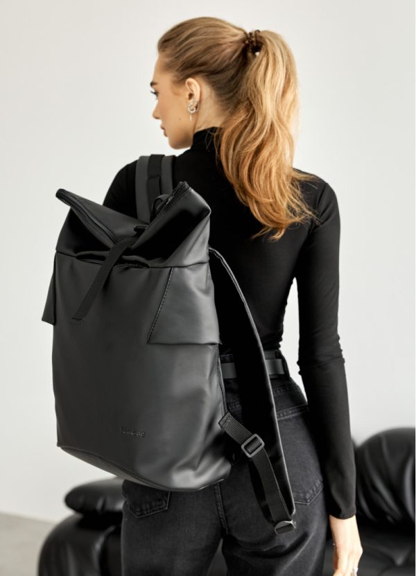 Рюкзак SamBag жіночий Чорний RollTop KZN - Зображення 3