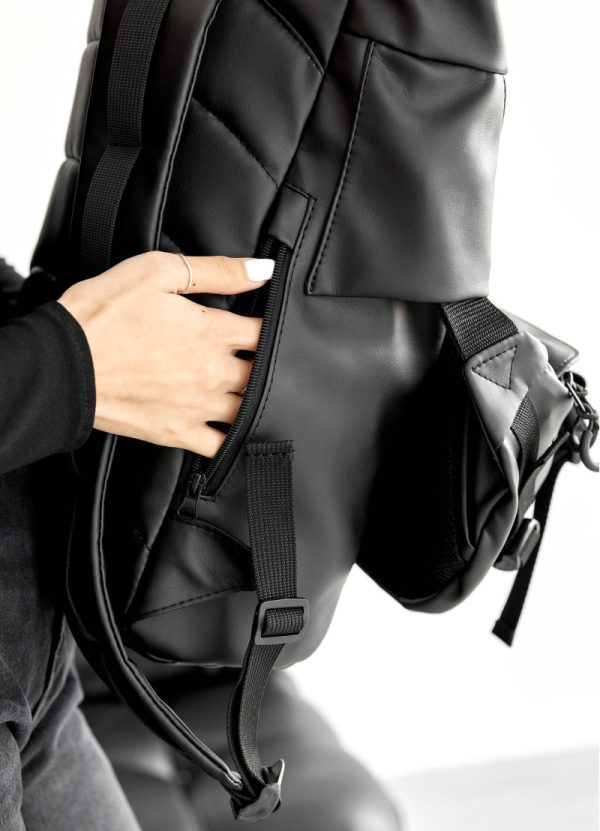 Рюкзак SamBag жіночий Чорний RollTop KZN - Зображення 7