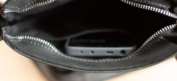 Сумка чоловіча шкіряна на плече ручної роботи  Norden 2515 чорна +1 карман - Зображення 8