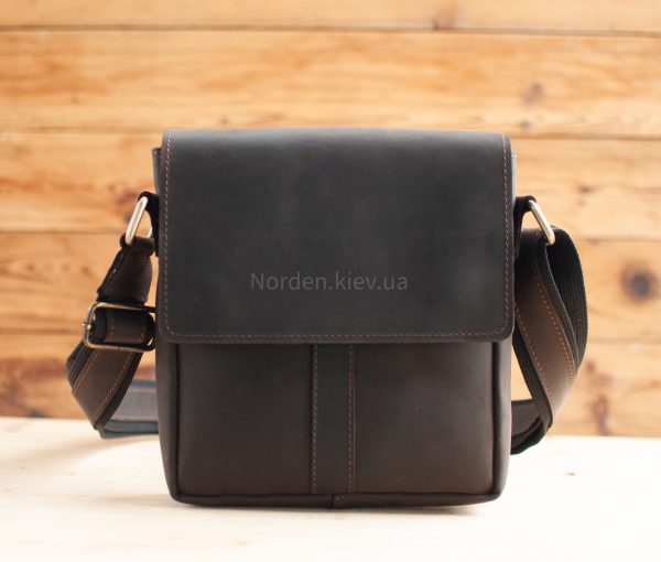 Сумка чоловіча шкіряна на плече ручної роботи  Norden 2513 коричнева