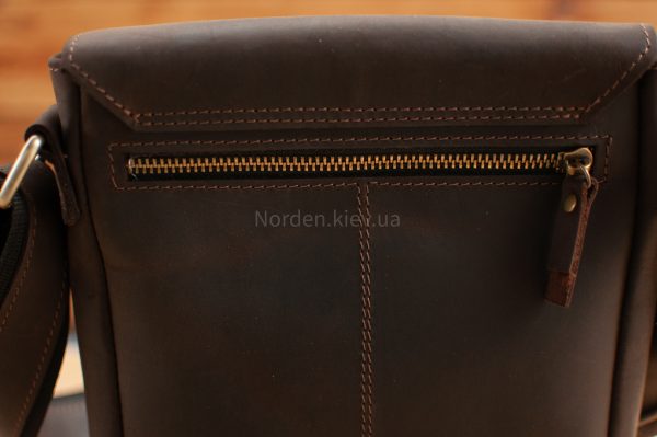 Сумка чоловіча шкіряна на плече ручної роботи  Norden 2515 коричнева + 1 карман - Зображення 10