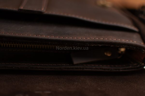Сумка чоловіча шкіряна на плече ручної роботи  Norden 2613 Коричнева Велика - Зображення 5