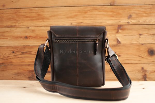 Сумка чоловіча шкіряна на плече ручної роботи Norden 2520 Коричнева - Зображення 3