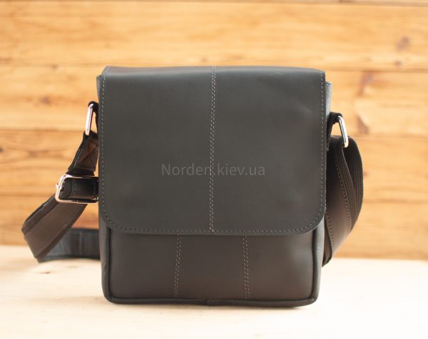 Сумка чоловіча шкіряна на плече ручної роботи Norden 2520 чорна