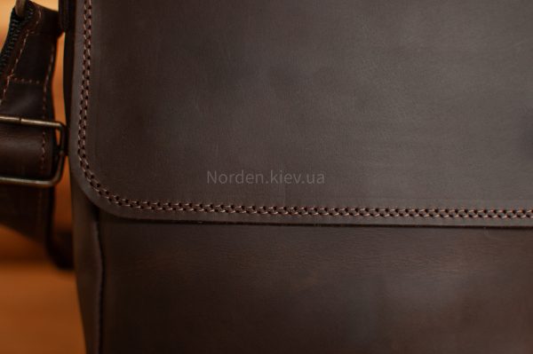 Сумка чоловіча шкіряна на плече ручної роботи Norden 2530 Коричнева - Зображення 2