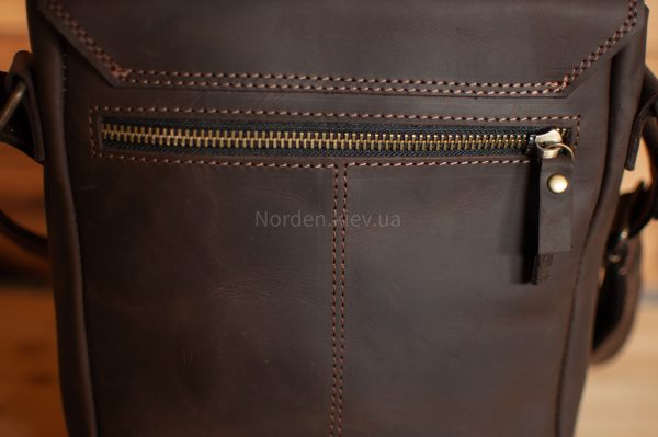 Сумка чоловіча шкіряна на плече ручної роботи Norden 2530 Коричнева - Зображення 7