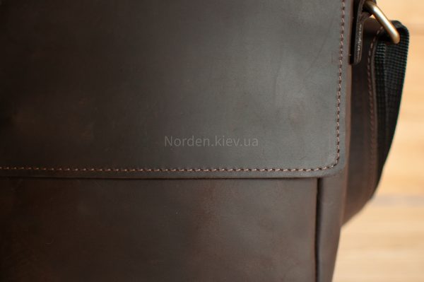 Сумка чоловіча шкіряна на плече ручної роботи Norden 2540 коричнева - Зображення 9