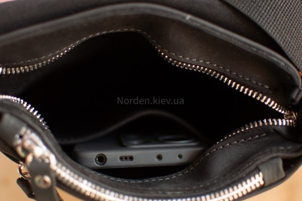 Сумка чоловіча шкіряна на плече ручної роботи Norden 2540 чорна - Зображення 3