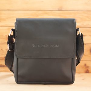 Сумка чоловіча шкіряна на плече ручної роботи Norden 2540 чорна