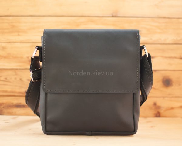 Сумка чоловіча шкіряна на плече ручної роботи Norden 2540 чорна