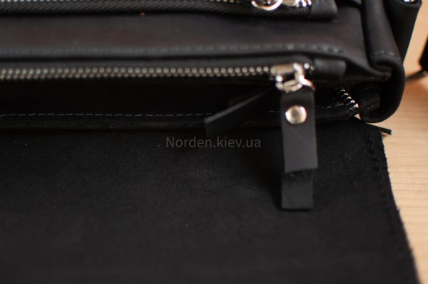 Сумка чоловіча шкіряна на плече ручної роботи Norden 2640 збільшена чорна - Зображення 6