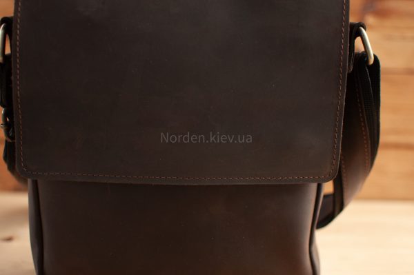Сумка чоловіча шкіряна на плече ручної роботи Norden 2640 збільшена коричнева - Зображення 10