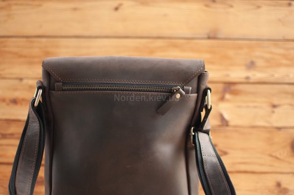 Сумка чоловіча шкіряна на плече ручної роботи Norden 2640 збільшена коричнева - Зображення 9
