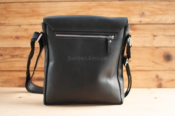 Сумка чоловіча шкіряна на плече ручної роботи Norden 2650 збільшена чорна - Зображення 9