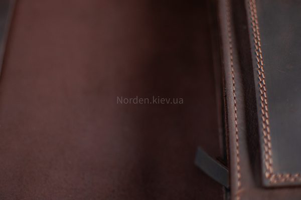 Сумка чоловіча шкіряна на плече ручної роботи Norden 2650 збільшена коричнева - Зображення 5