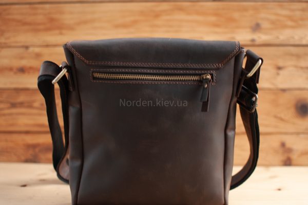 Сумка чоловіча шкіряна на плече ручної роботи Norden 2650 збільшена коричнева - Зображення 2
